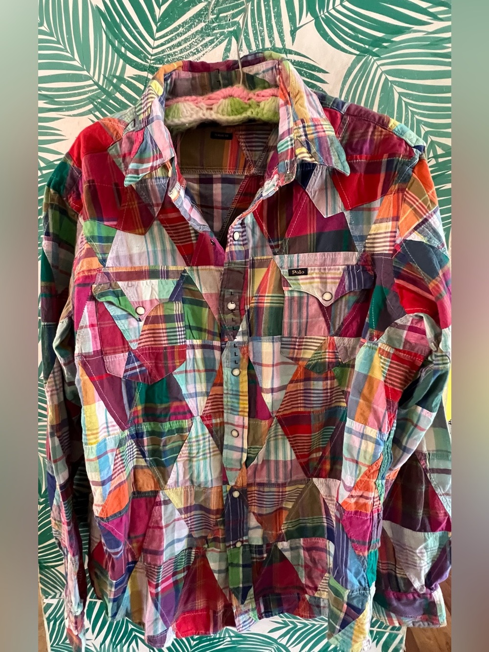 Polo by Ralph Lauren Patchwork Madras Multicolor Plaid Shirt Jacket Sz L NWOT